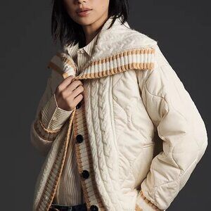 Avec Les Filles Anthropologie Quilted Cable Sweater Puffer Jacket SZ S/M NWT*